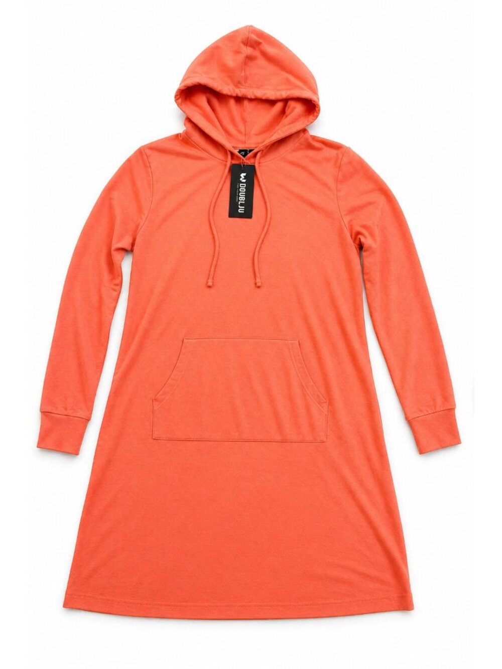 Doubleju Women's Large Coral Hoodie Dress Long Sleeve Pullover Pocket NWT